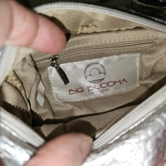 NEW Big Buddha SHINY Metallic SILVER Mini Crossbody Clutch Purse Rhinestone Zip - Picture 12 of 12
